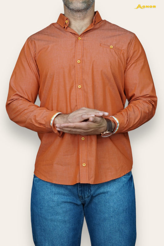 Camisa manga larga Agnor para caballero naranja Mod. HAgCL1