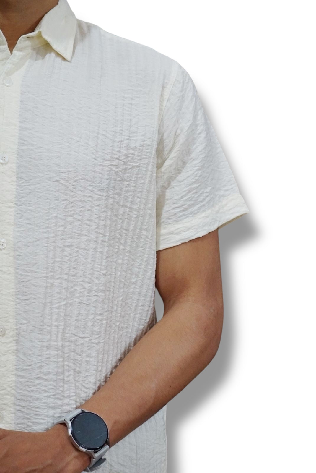 Camisa manga corta Agnor para caballero corrugada Hueso Mod. HAgCC15