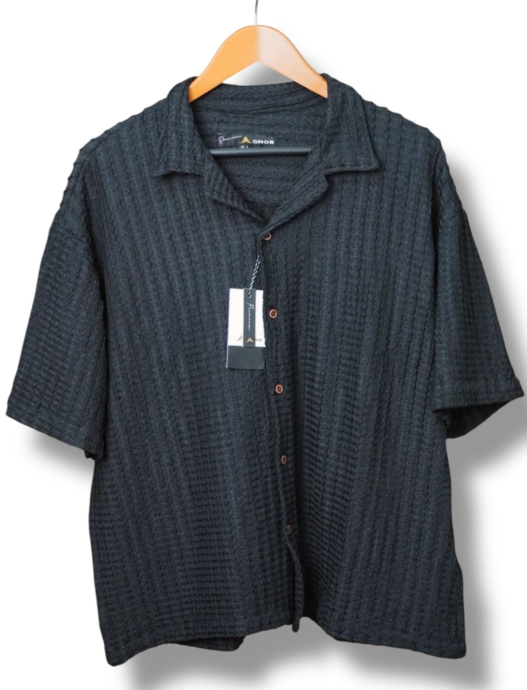 Camisa manga corta Agnor para caballero Negro oversize Mod. HAgCC18