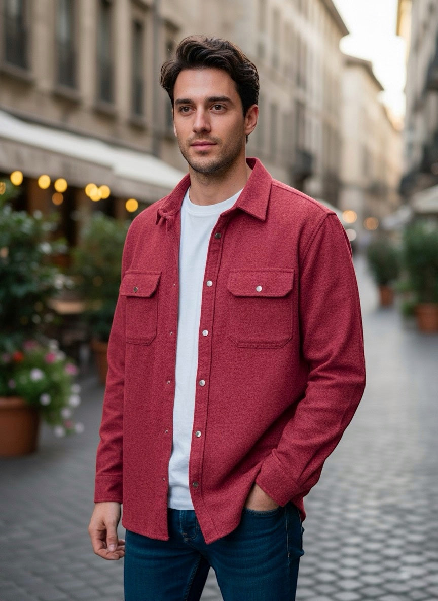 Camisola franela manga larga Agnor para caballero rojo Mod. HAgCL23