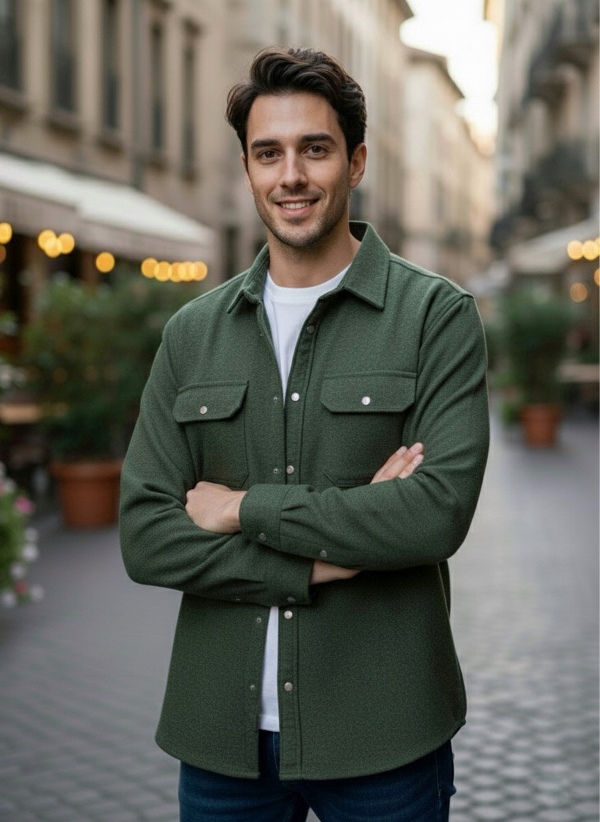 Camisola franela manga larga Agnor para caballero verde Mod. HAgCL23