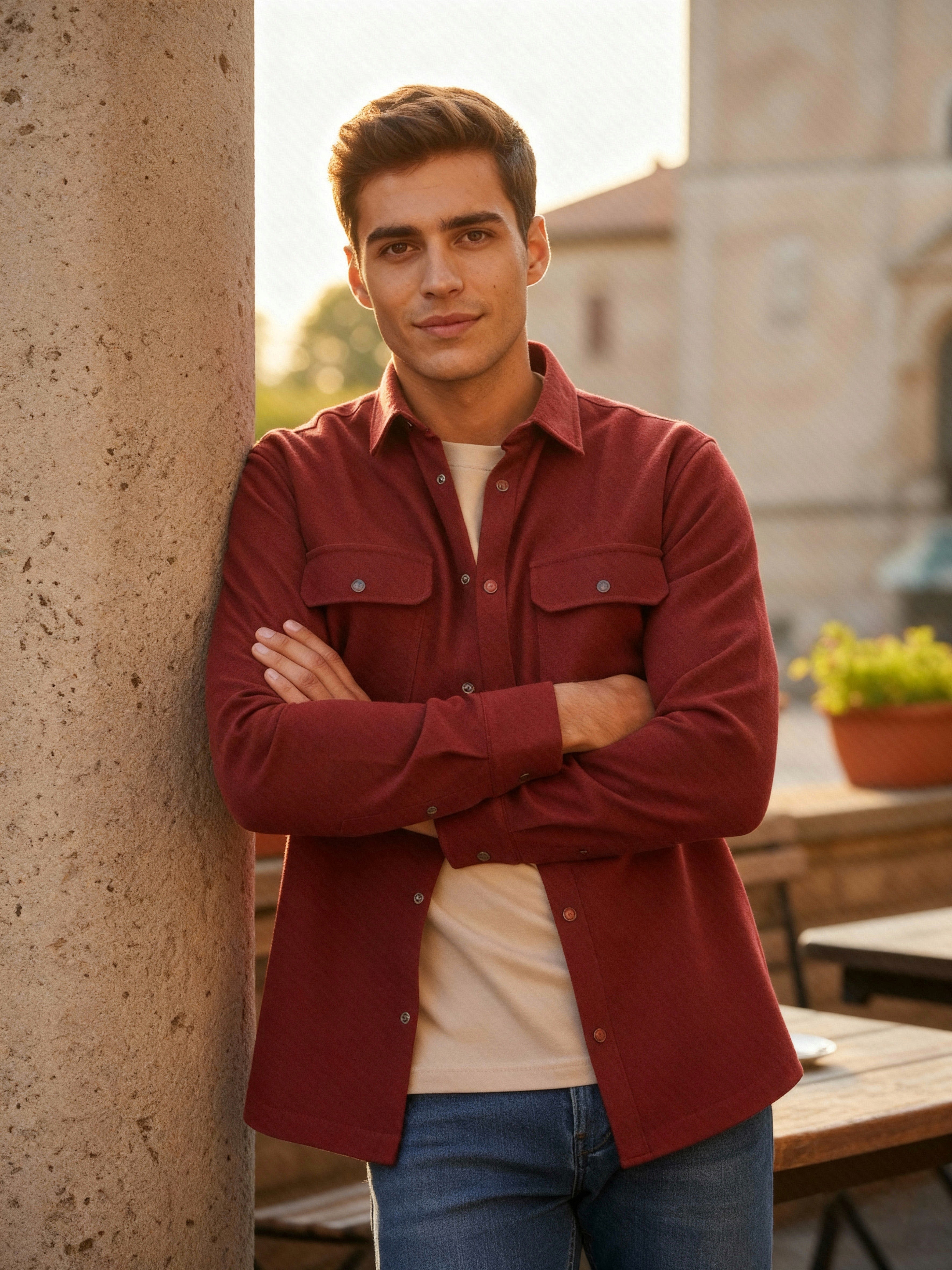 Camisola franela manga larga Agnor para caballero rojo Mod. HAgCL23