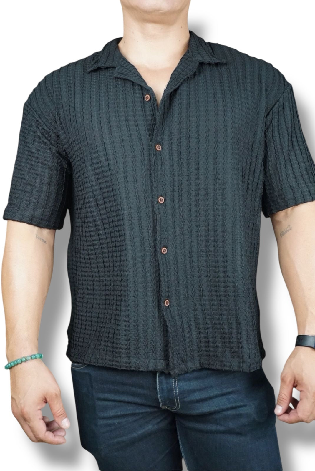 Camisa manga corta Agnor para caballero Negro oversize Mod. HAgCC18