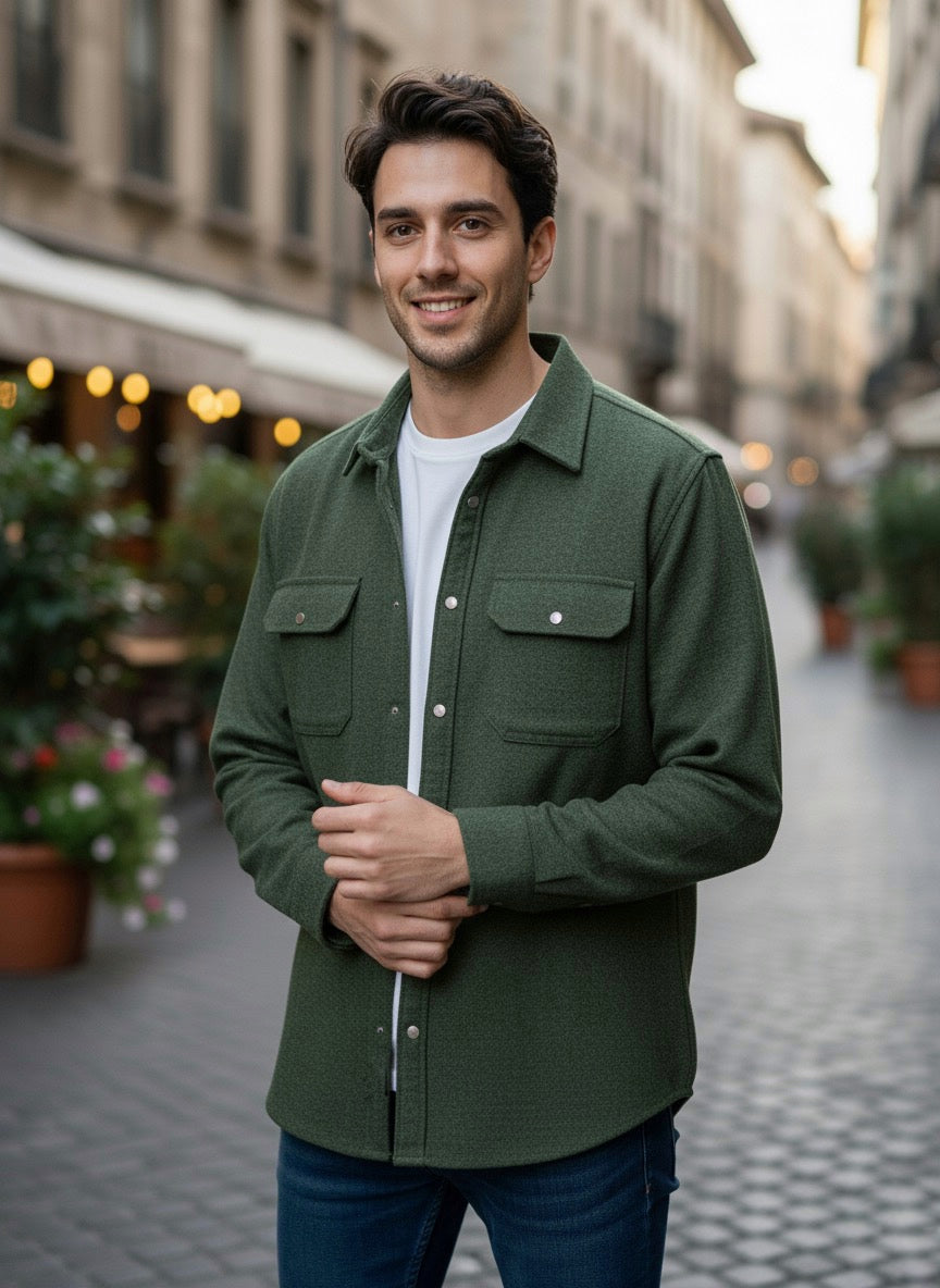 Camisola franela manga larga Agnor para caballero verde Mod. HAgCL23