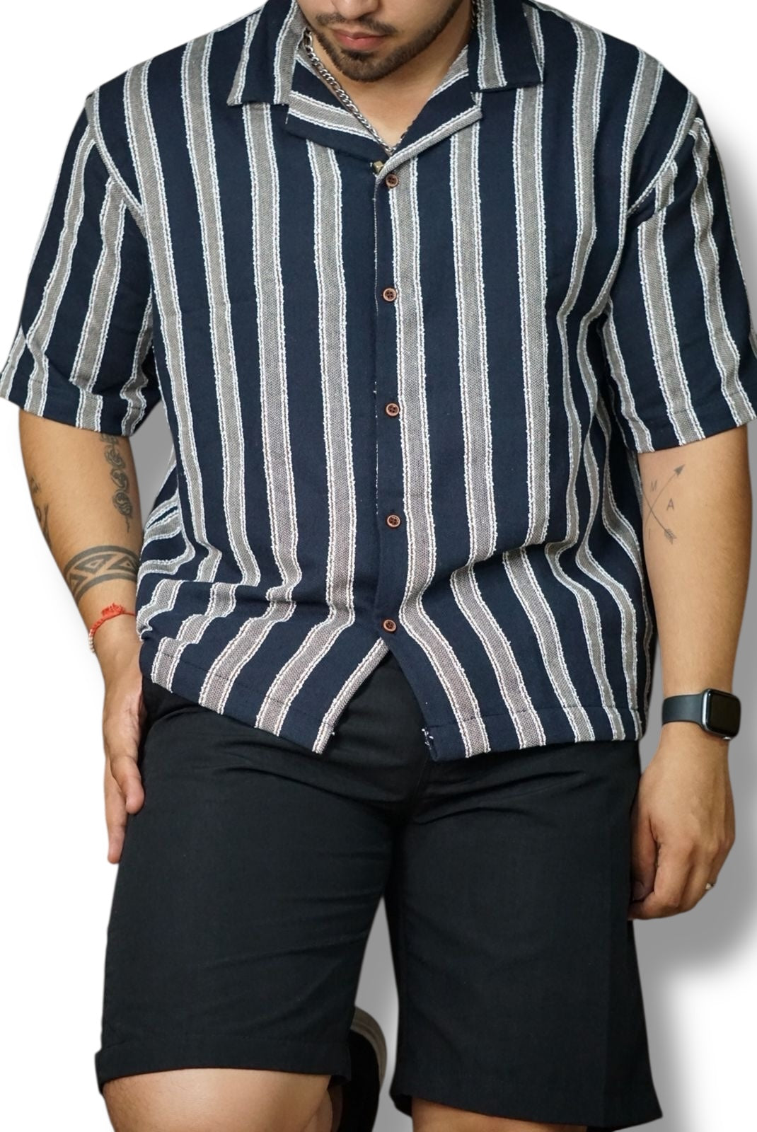 Camisa manga corta Agnor para caballero Marino oversize Mod. HAgCC16
