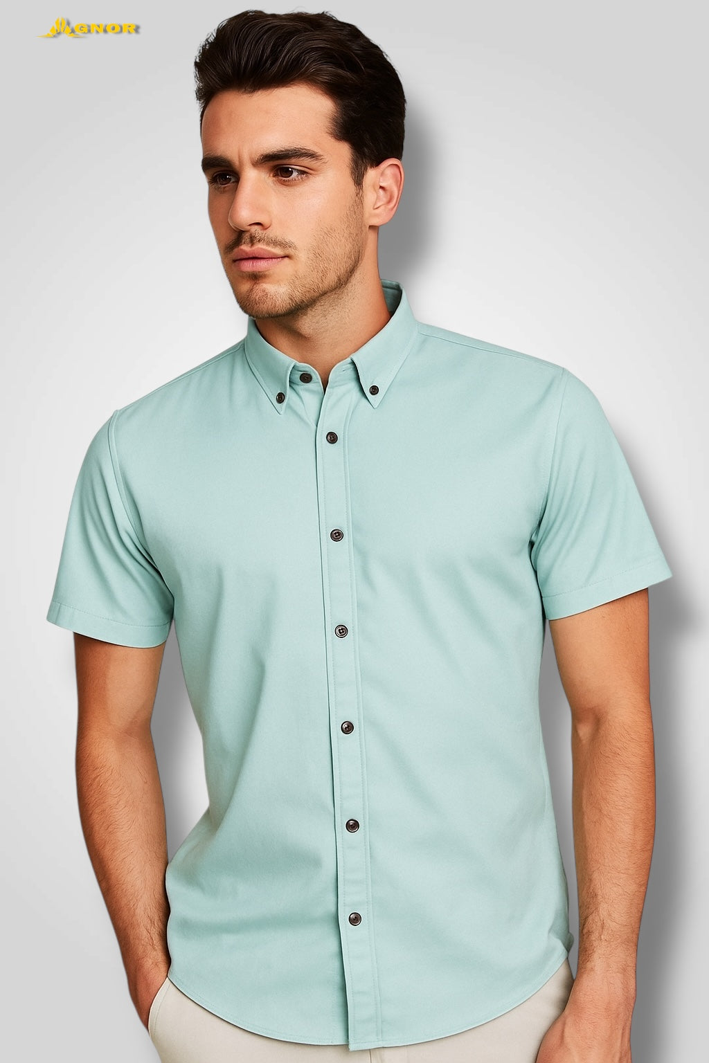 Camisa manga corta Agnor para caballero Verde bambú Mod. HAgCC19