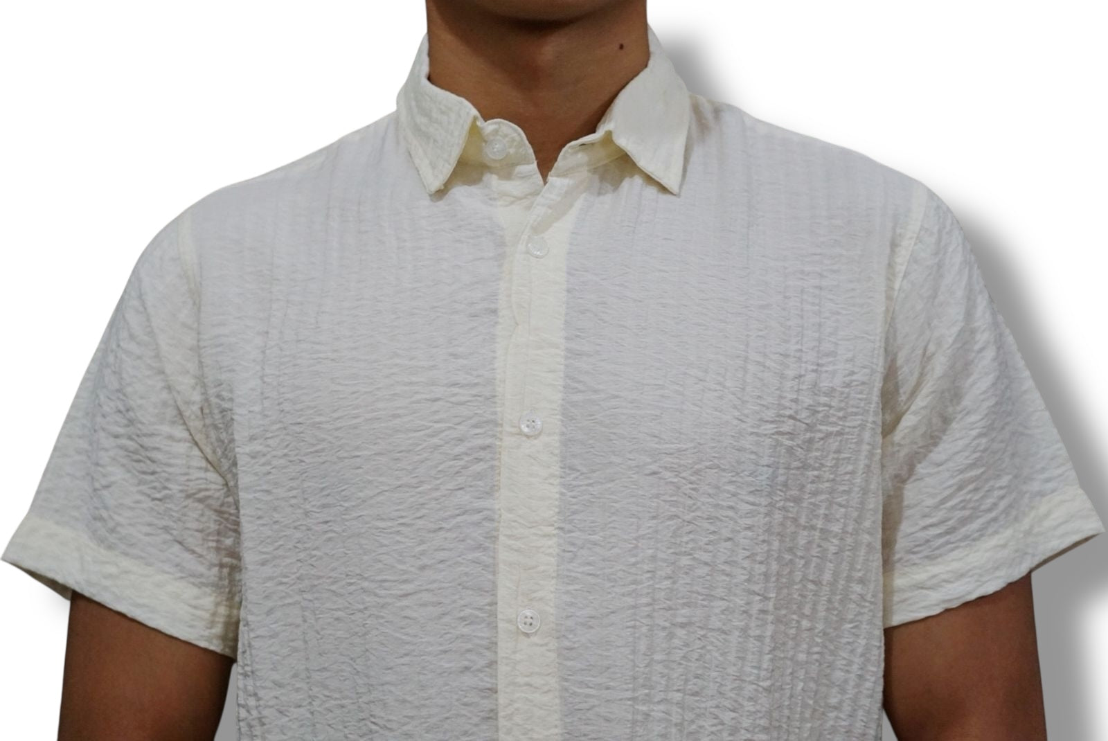 Camisa manga corta Agnor para caballero corrugada Hueso Mod. HAgCC15