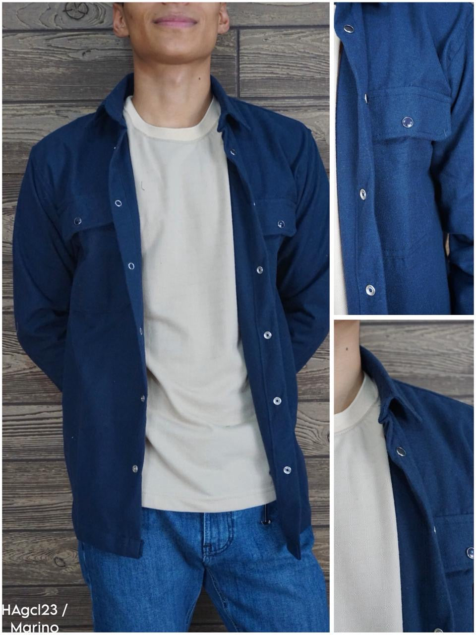 Camisola franela manga larga Agnor para caballero marino Mod. HAgCL23