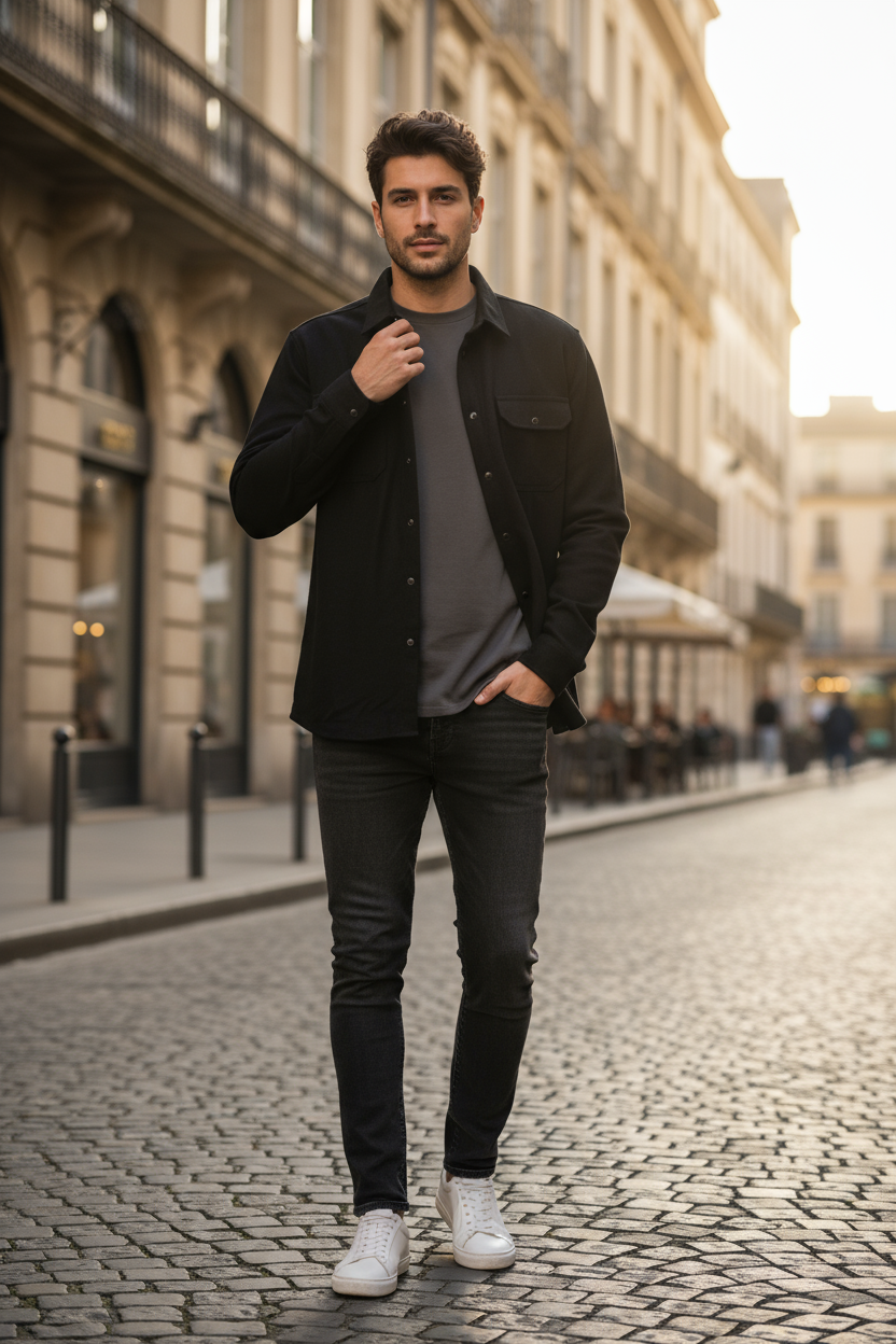 Camisola franela manga larga Agnor para caballero negro Mod. HAgCL23