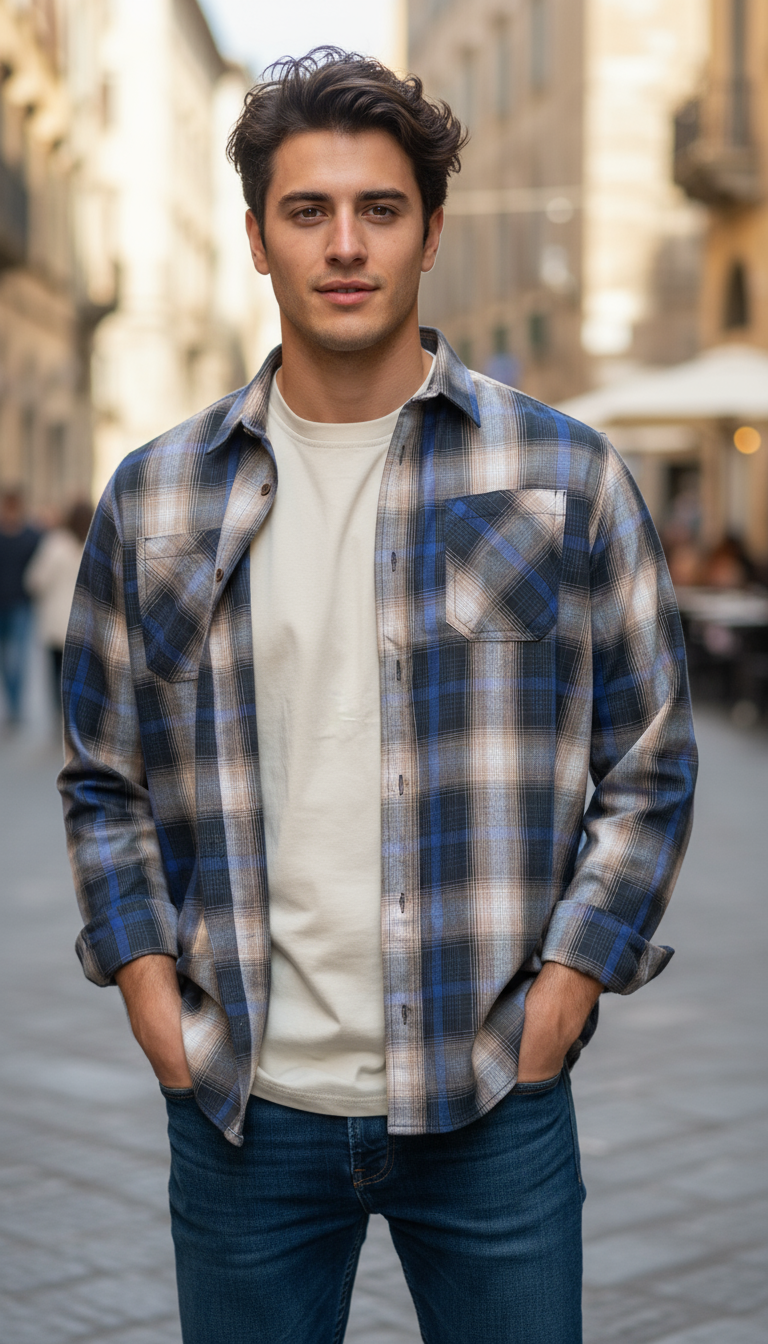 Camisa estilo leñador manga larga Agnor para caballero Rey algodón premium Mod. HAgCL24