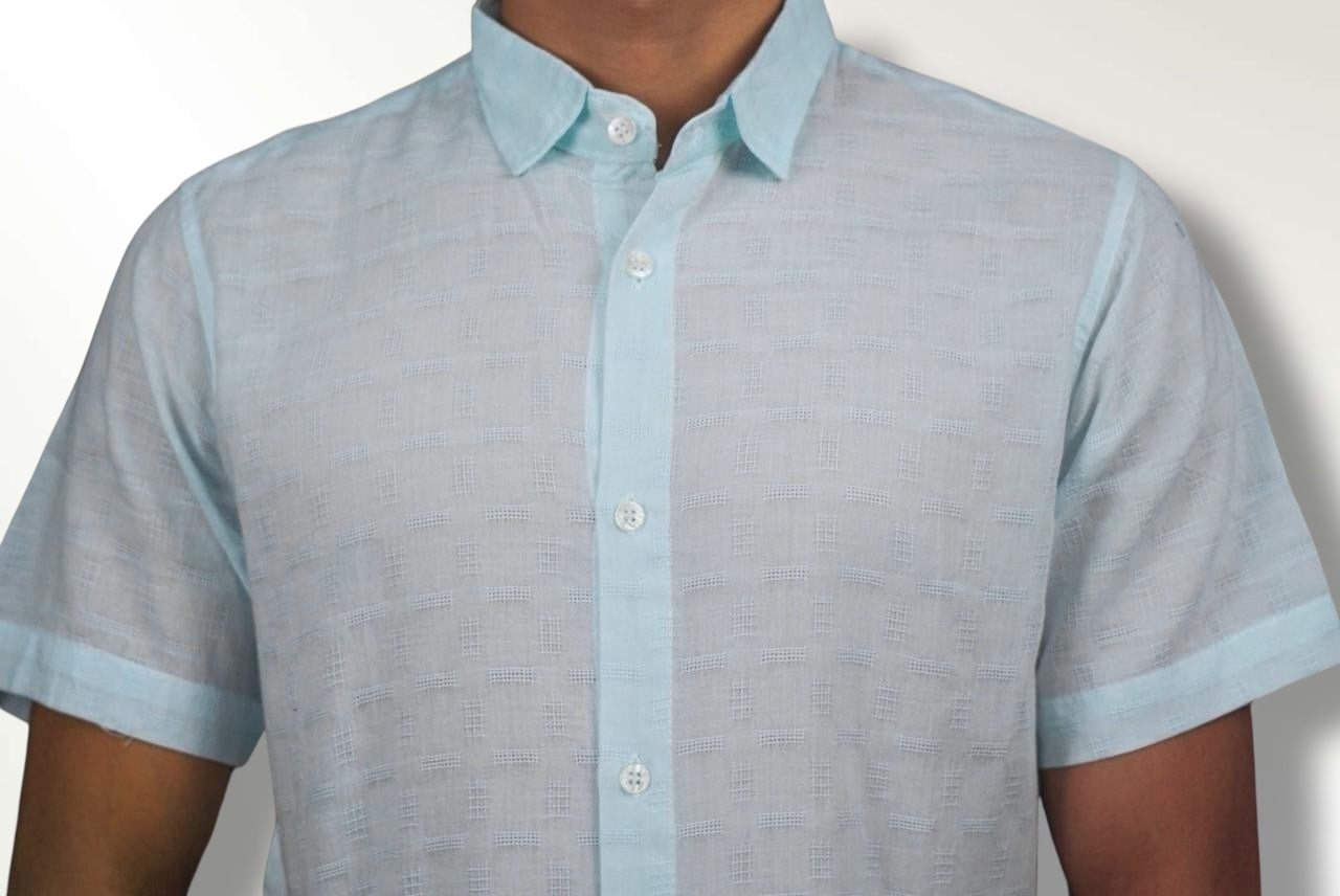 Camisa manga corta Agnor para caballero 100 % algodón Azul Mod. HAgCC14