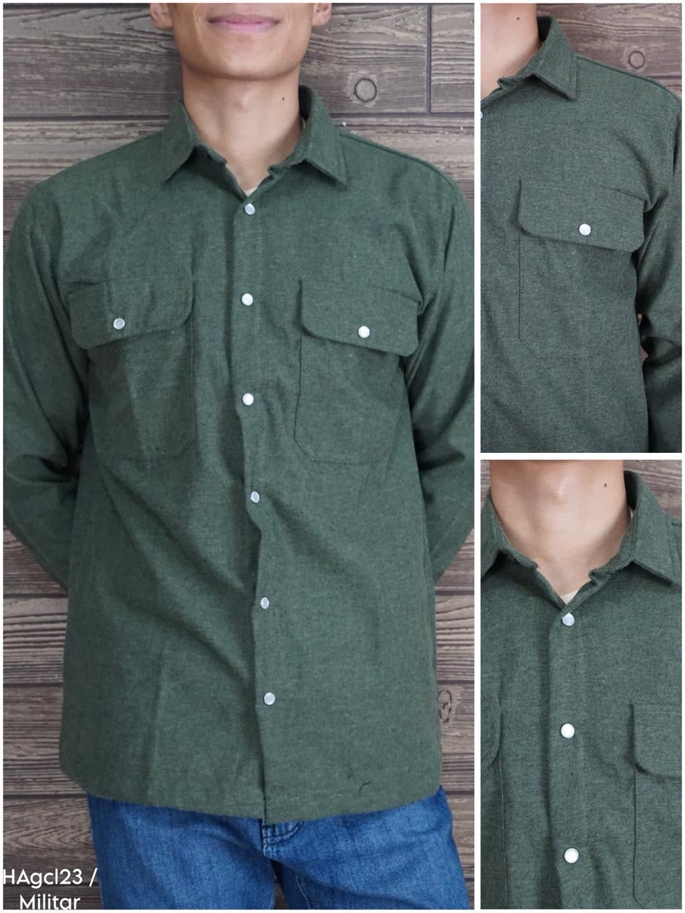 Camisola franela manga larga Agnor para caballero verde Mod. HAgCL23