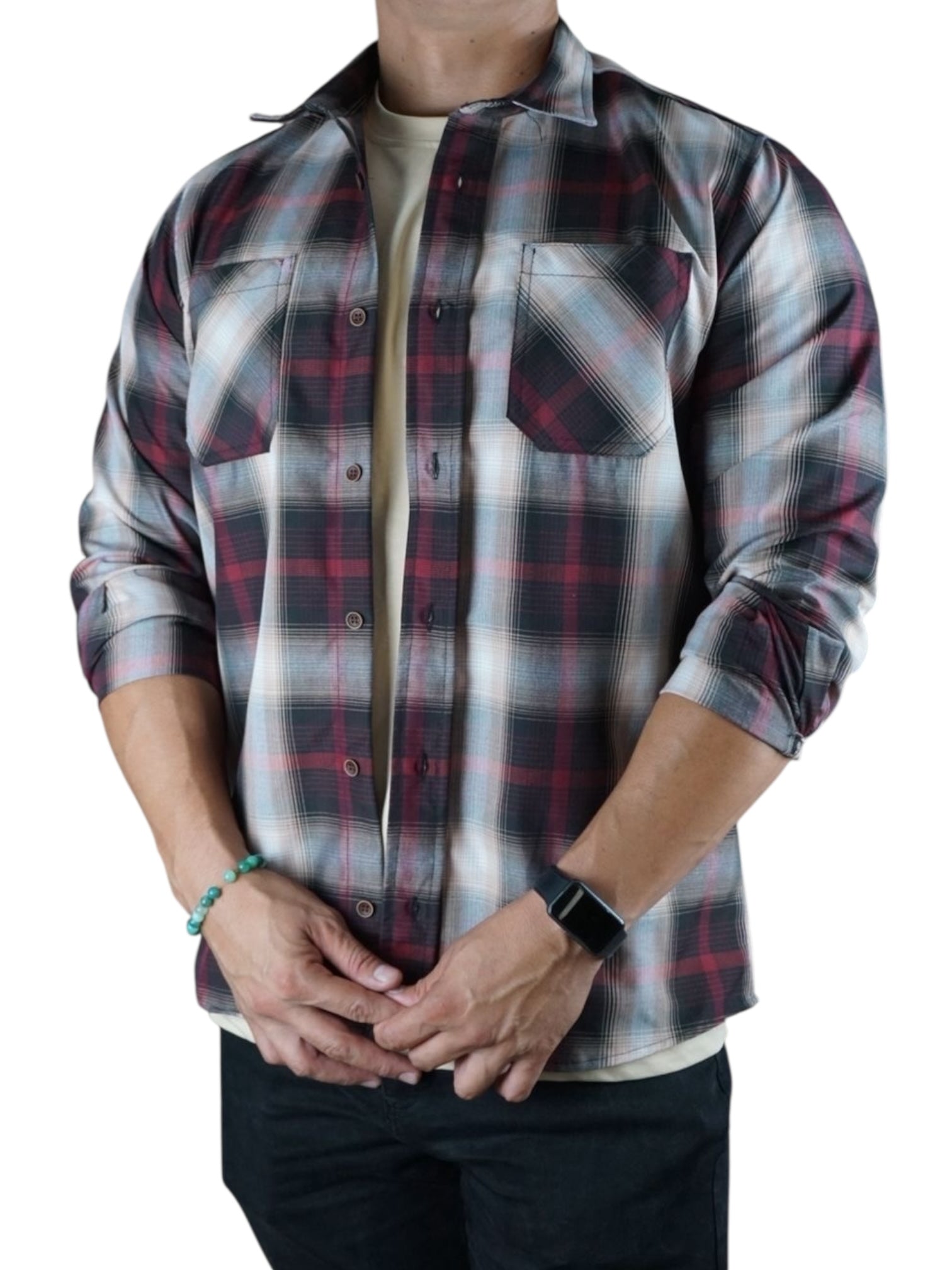 Camisa estilo leñador manga larga Agnor para caballero Rojo algodón premium Mod. HAgCL24