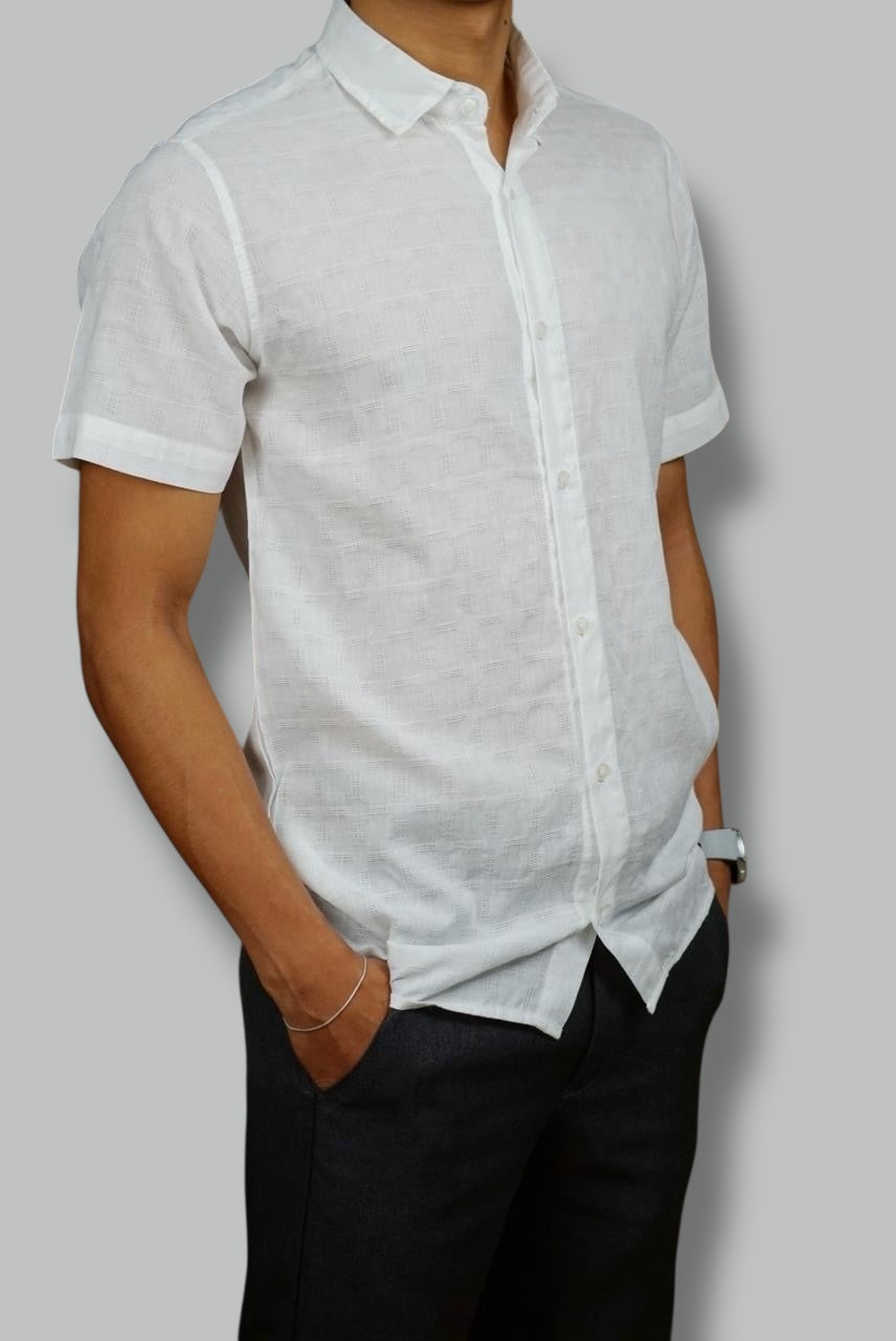 Camisa manga corta Agnor para caballero 100 % algodón Blanco Mod. HAgCC14