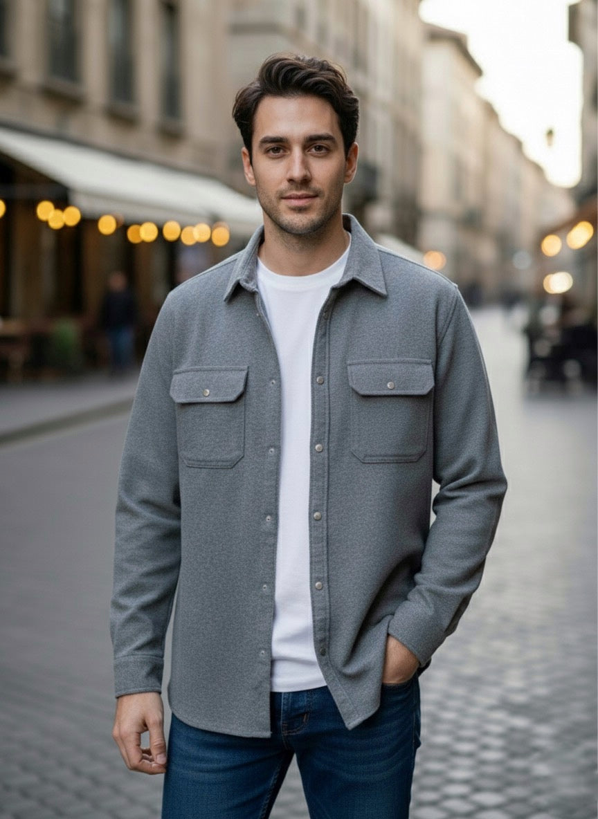 Camisola franela manga larga Agnor para caballero gris Mod. HAgCL23