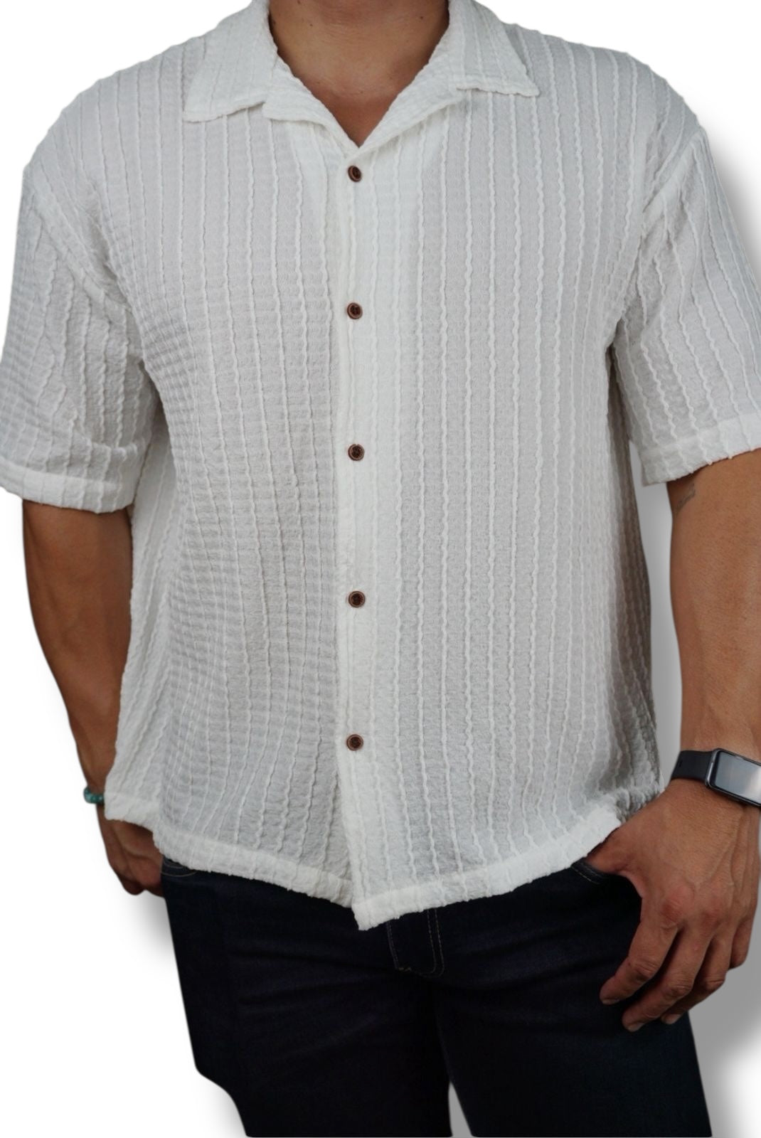 Camisa manga corta Agnor para caballero Blanco oversize Mod. HAgCC18