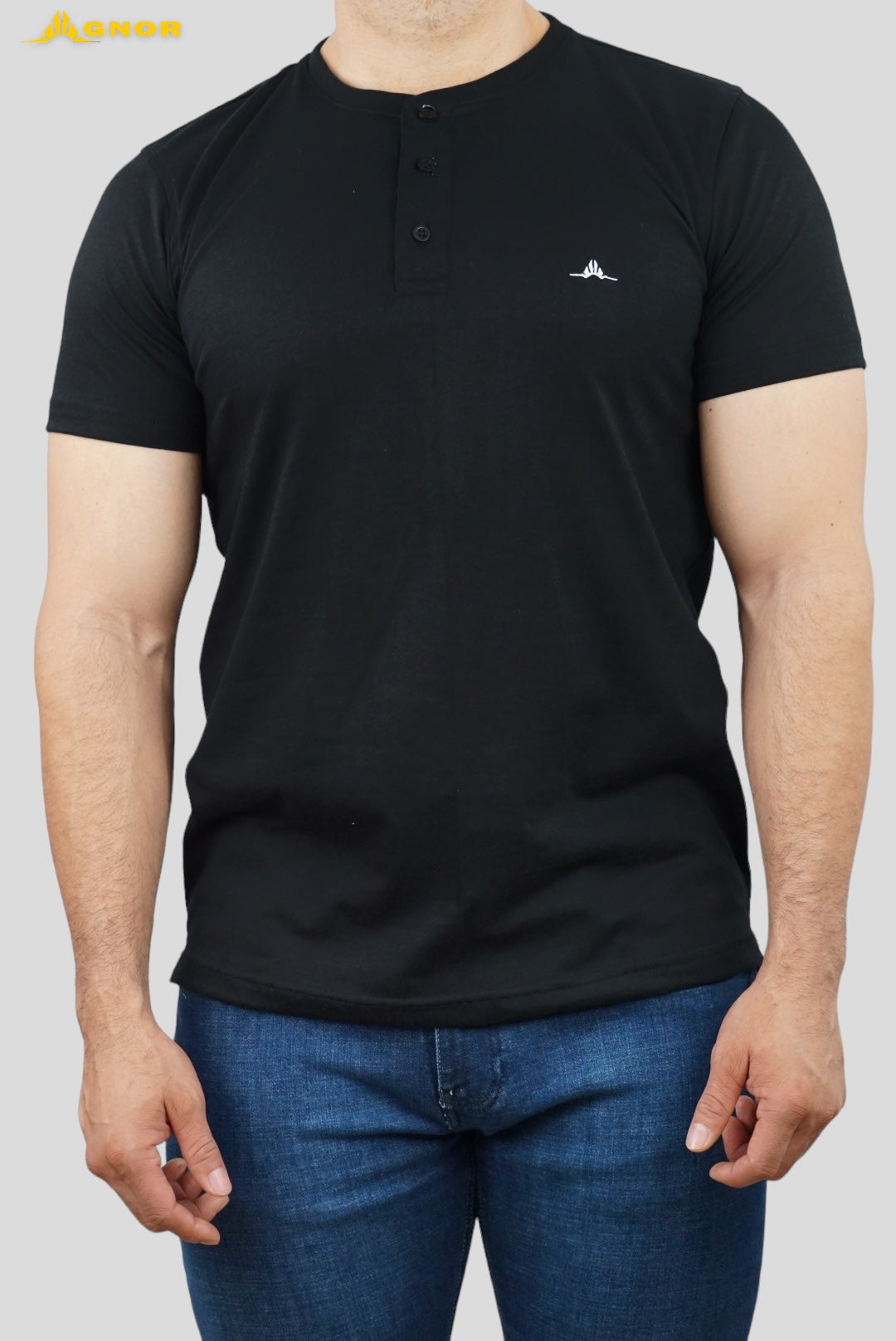 Playera cuello redondo Agnor para caballero Negro Mod. HAgR2