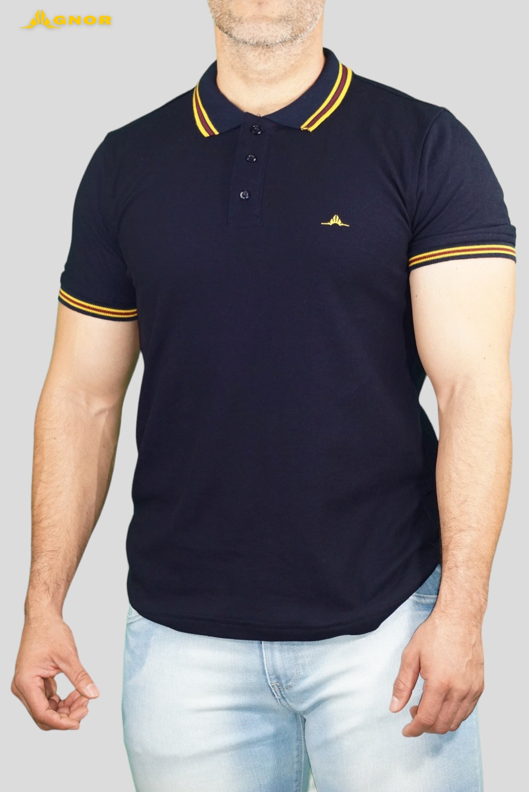 Playera cuello polo Agnor para caballero Marino Piqué algodón premium Mod. HAg32