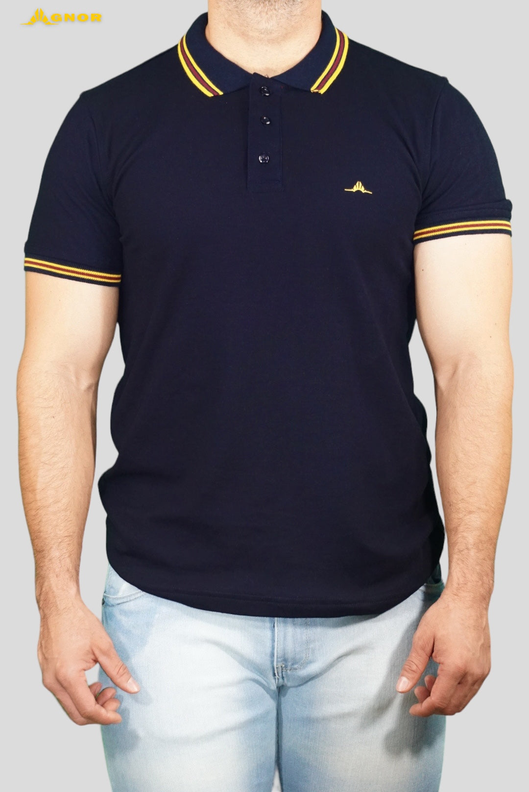 Playera cuello polo Agnor para caballero Marino Piqué algodón premium Mod. HAg32