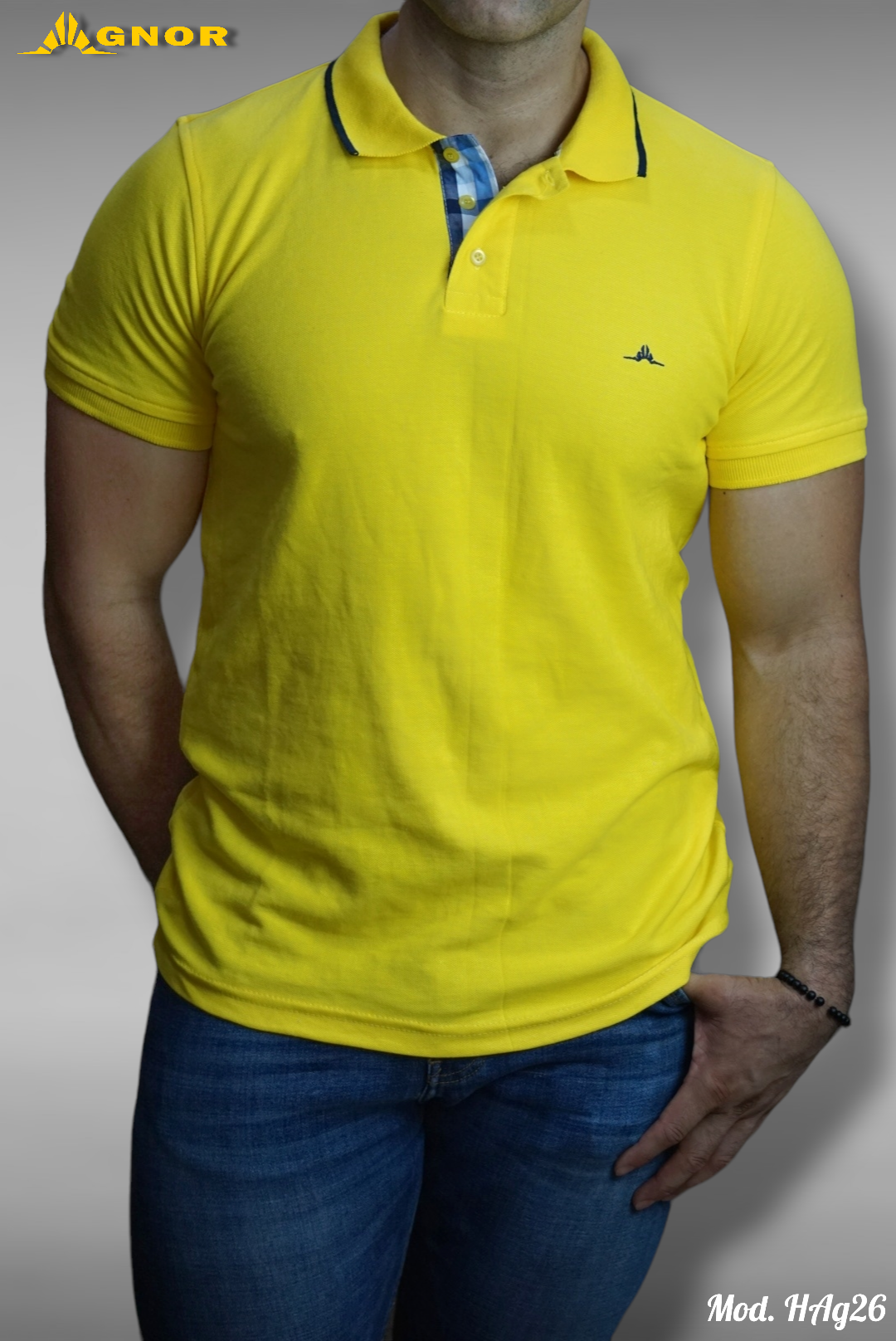 Playera cuello Polo Agnor para caballero Amarillo Mod. HAg26