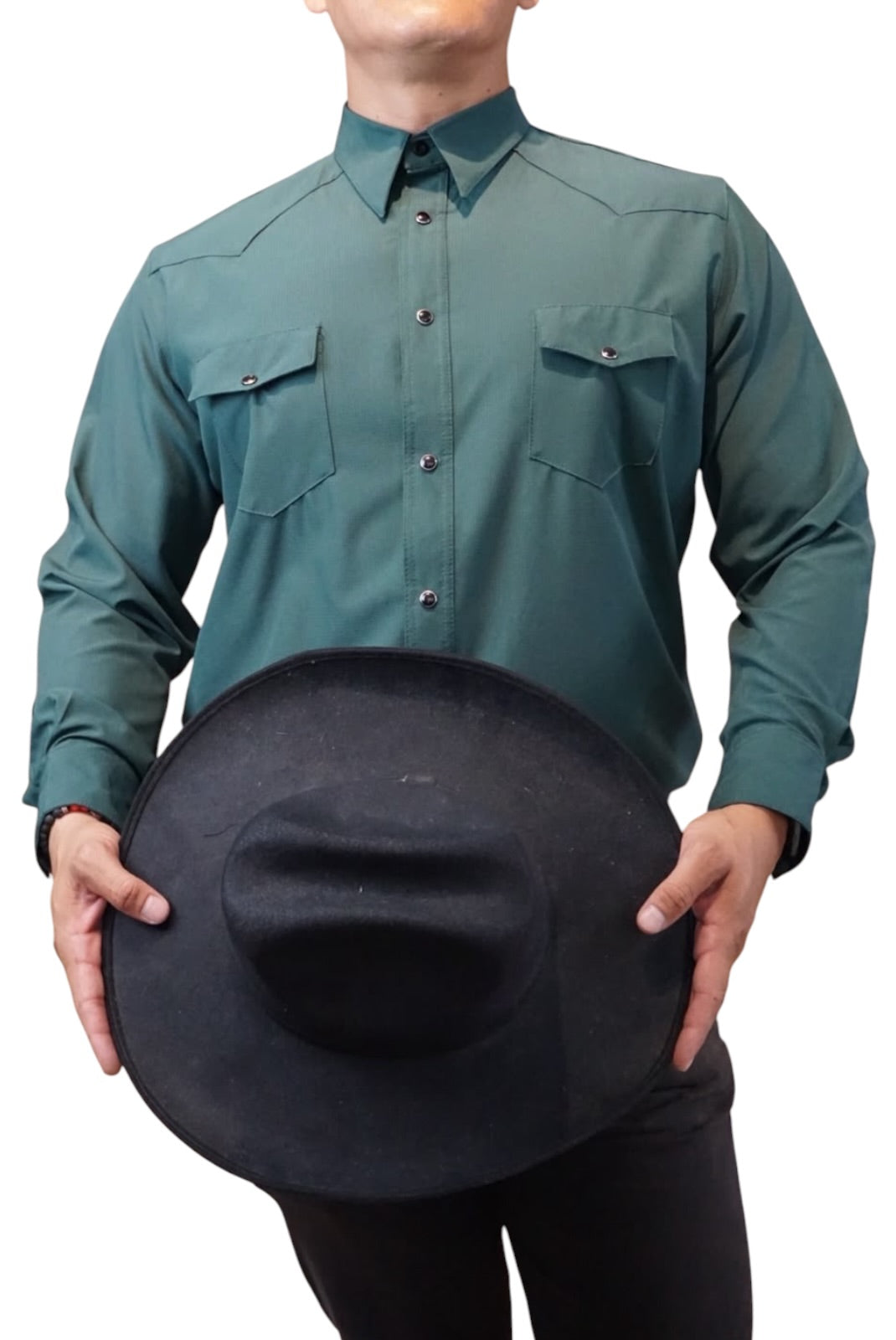 Camisa vaquera manga larga Agnor para caballero repelente verde botella premium Mod. HAgCL40