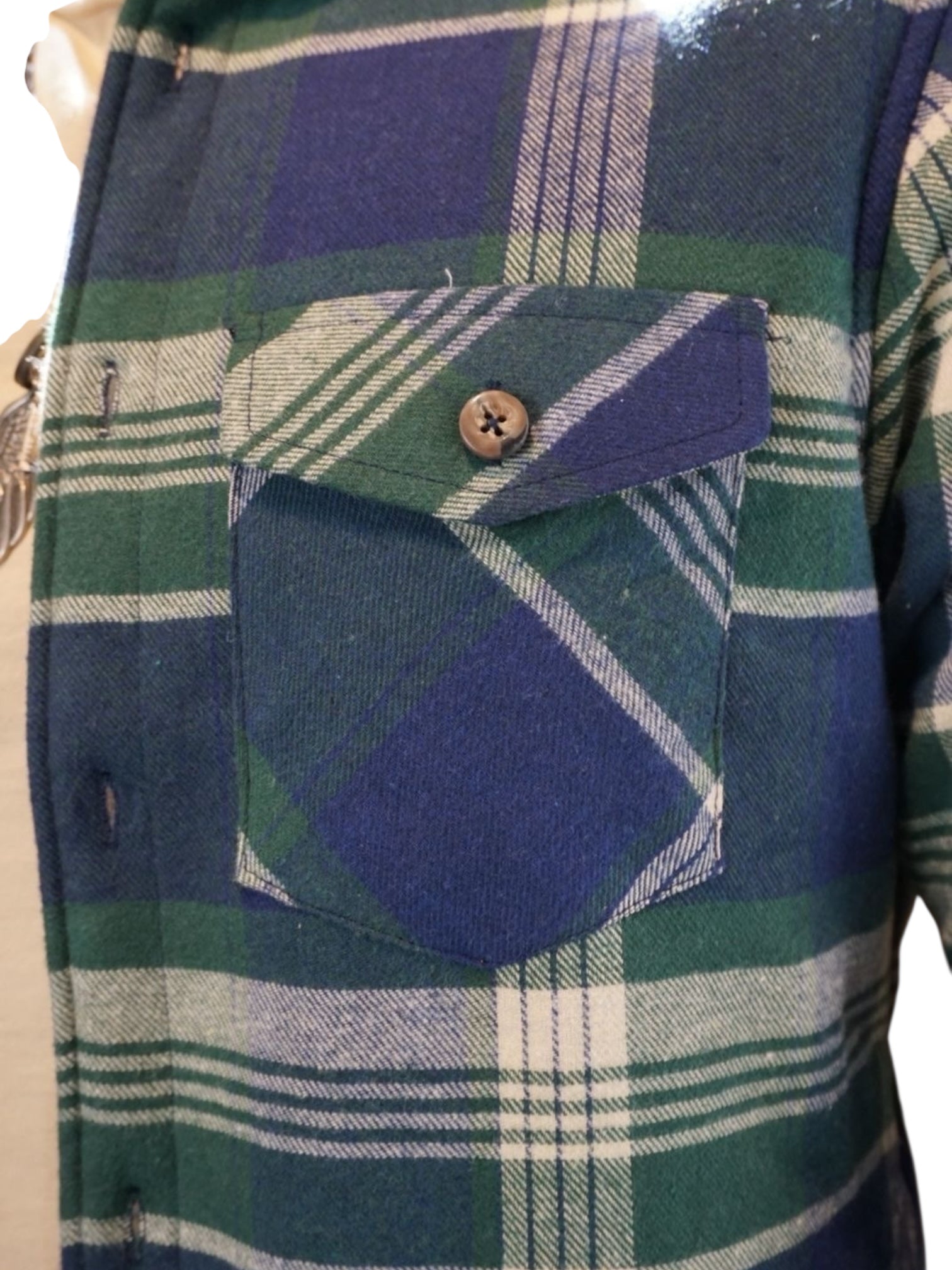 Camisola aborregada manga larga Agnor para caballero verde franela premium Mod. HAgCL30