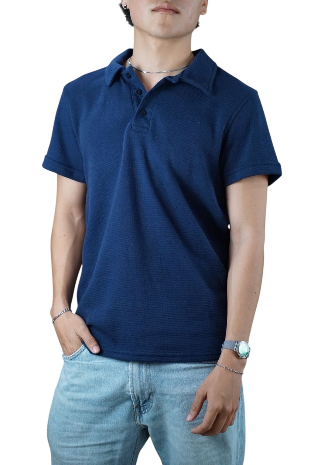 Playera cuello polo Agnor para caballero tejido algodón premium Acero Mod. HAg30