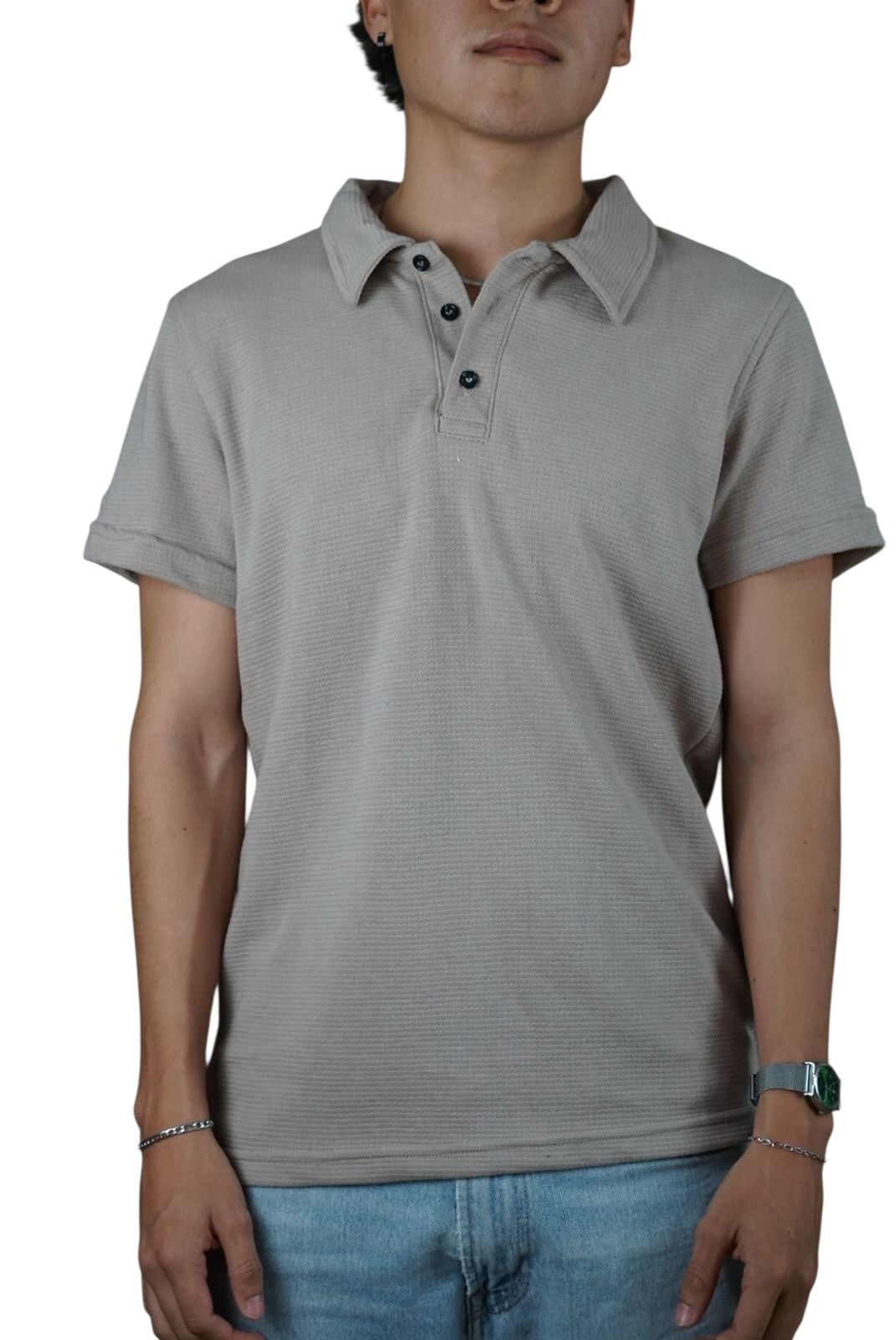 Playera cuello polo Agnor para caballero tejido algodón premium Beige Mod. HAg30