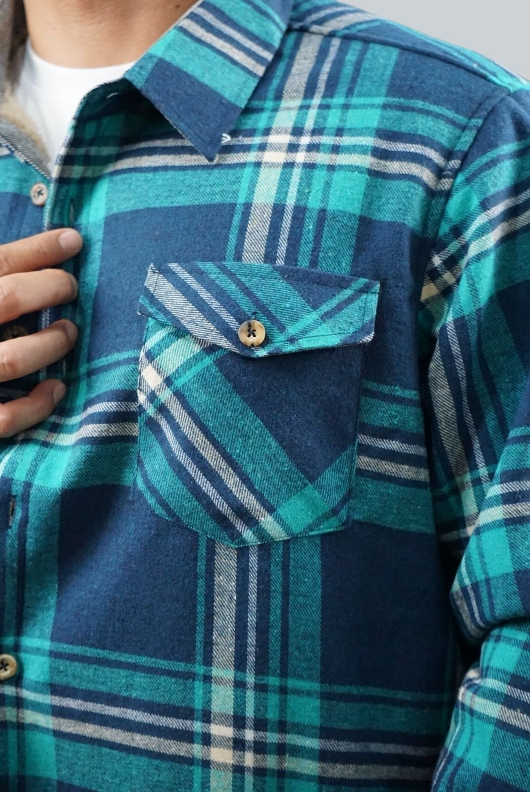 Camisola aborregada manga larga Agnor para caballero Esmeralda franela premium Mod. HAgCL21