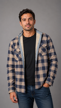 Camisola aborregada manga larga Agnor para caballero crema franela premium Mod. HAgCL42