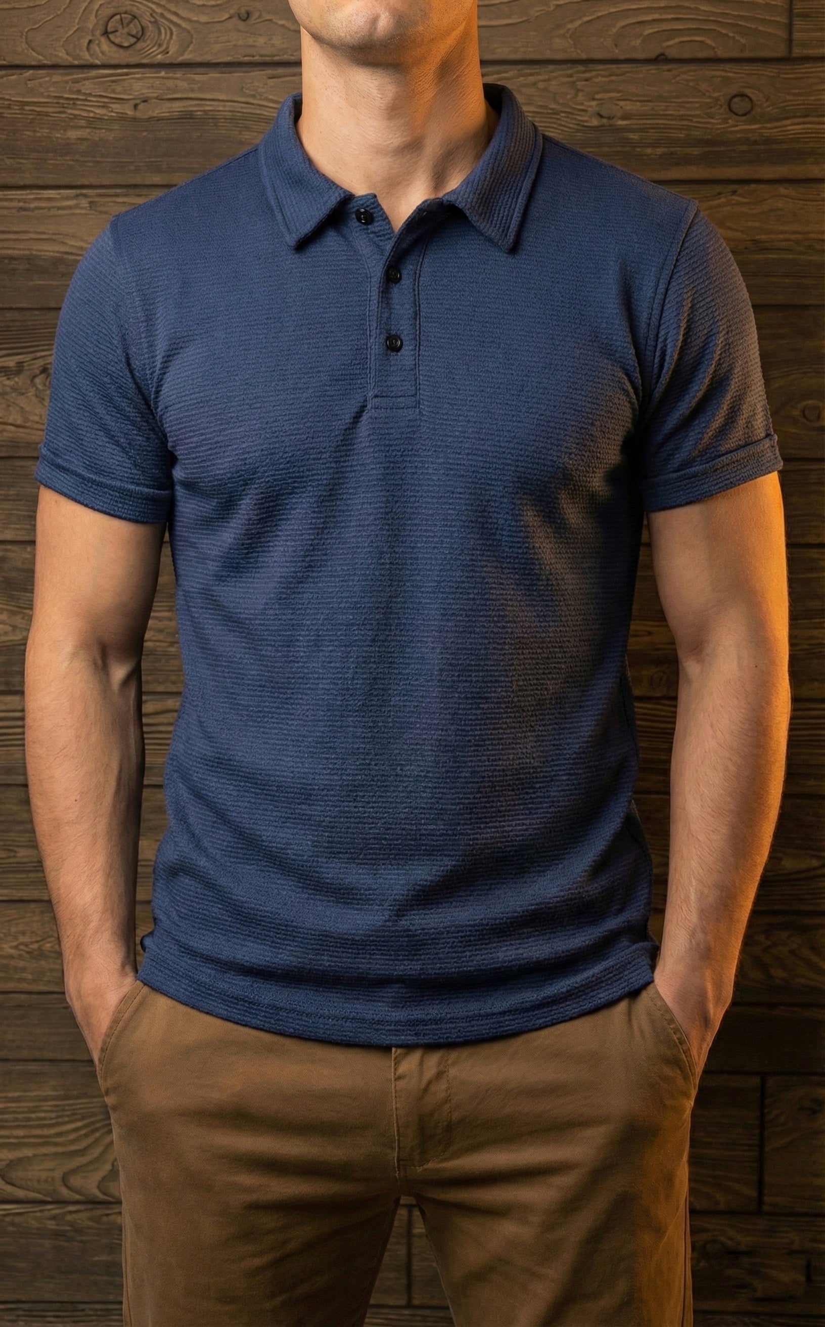 Playera cuello polo Agnor para caballero tejido algodón premium Acero Mod. HAg30