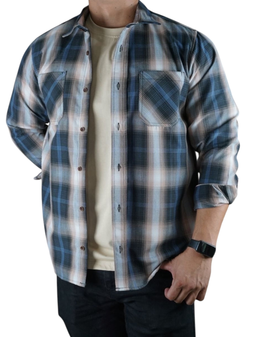 Camisa estilo leñador manga larga Agnor para caballero Amarillo algodón premium Mod. HAgCL24