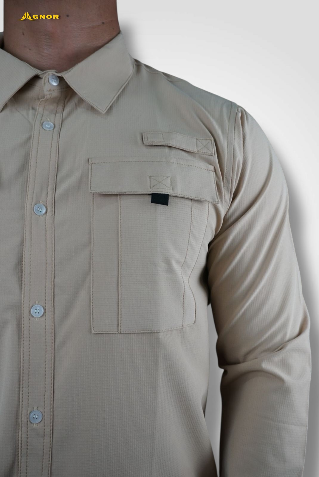 Camisa manga larga Agnor para caballero beige tipo Columbia Mod. HAgCL16