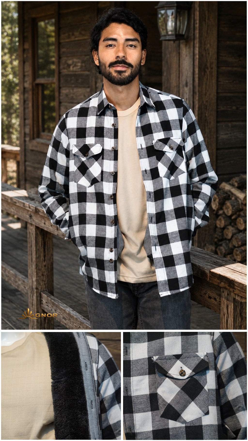 Camisola aborregada manga larga Agnor para caballero blanco franela premium Mod. HAgCL42
