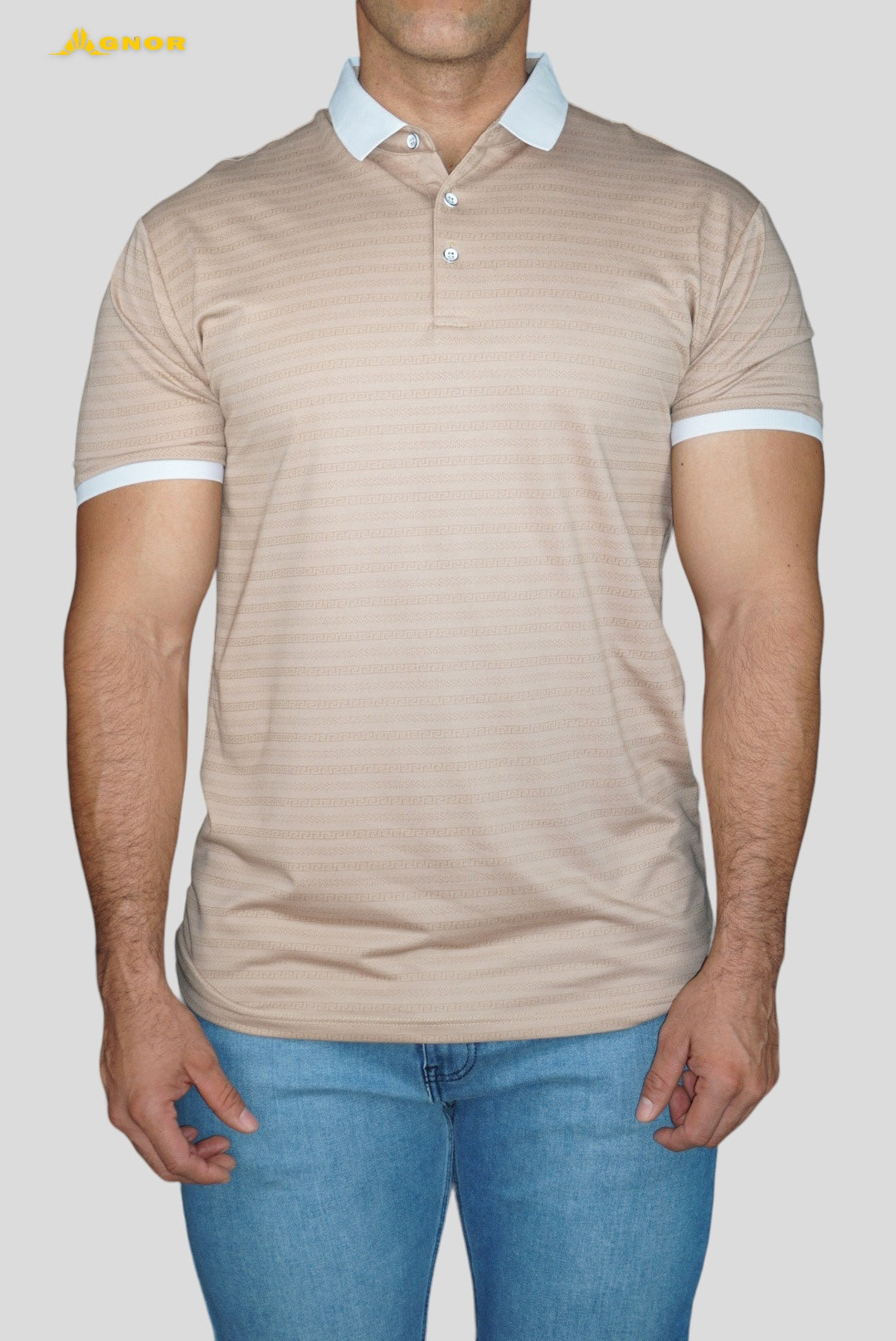 Playera cuello polo Agnor para caballero Beige High Premium Mod. HAgH4