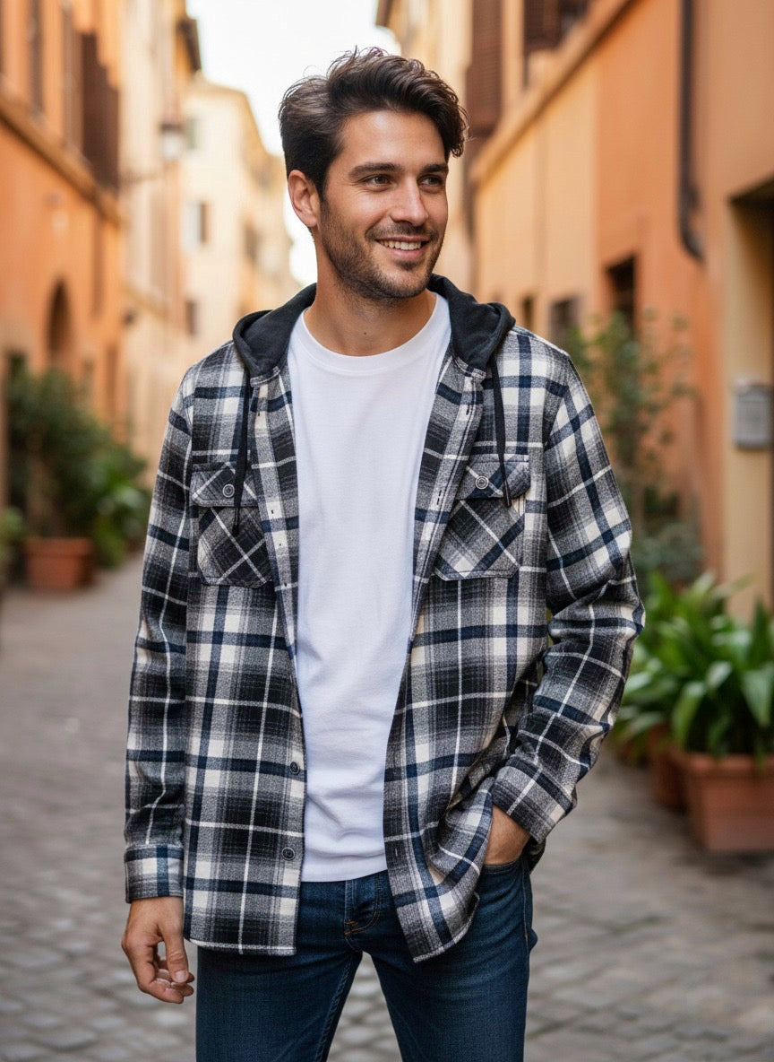 Camisola ligera manga larga Agnor para caballero negro franela premium Mod. HAgCL20