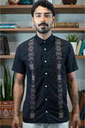Camisa guayabera manga corta Agnor para caballero Negro premium Mod. HAgCC21
