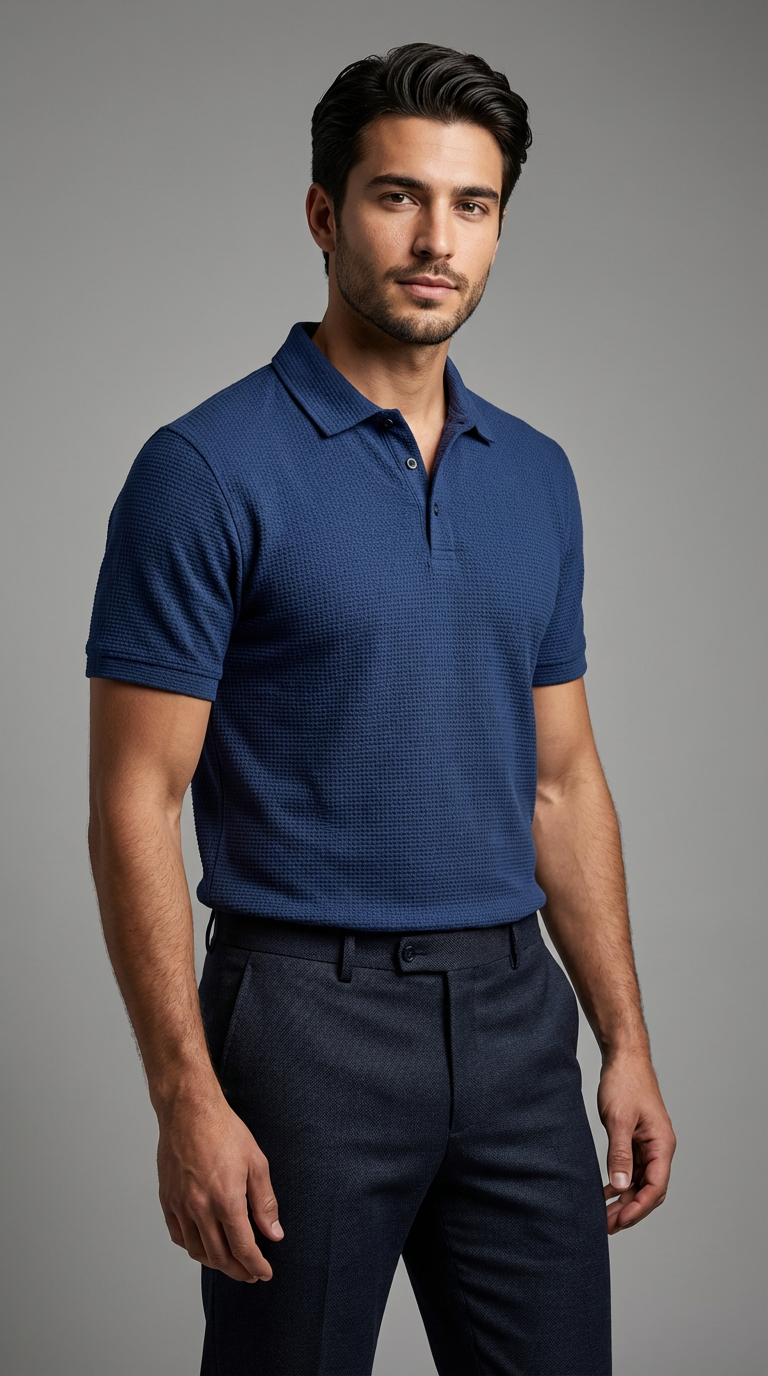 Playera cuello polo Agnor para caballero tejido algodón premium Acero Mod. HAg30