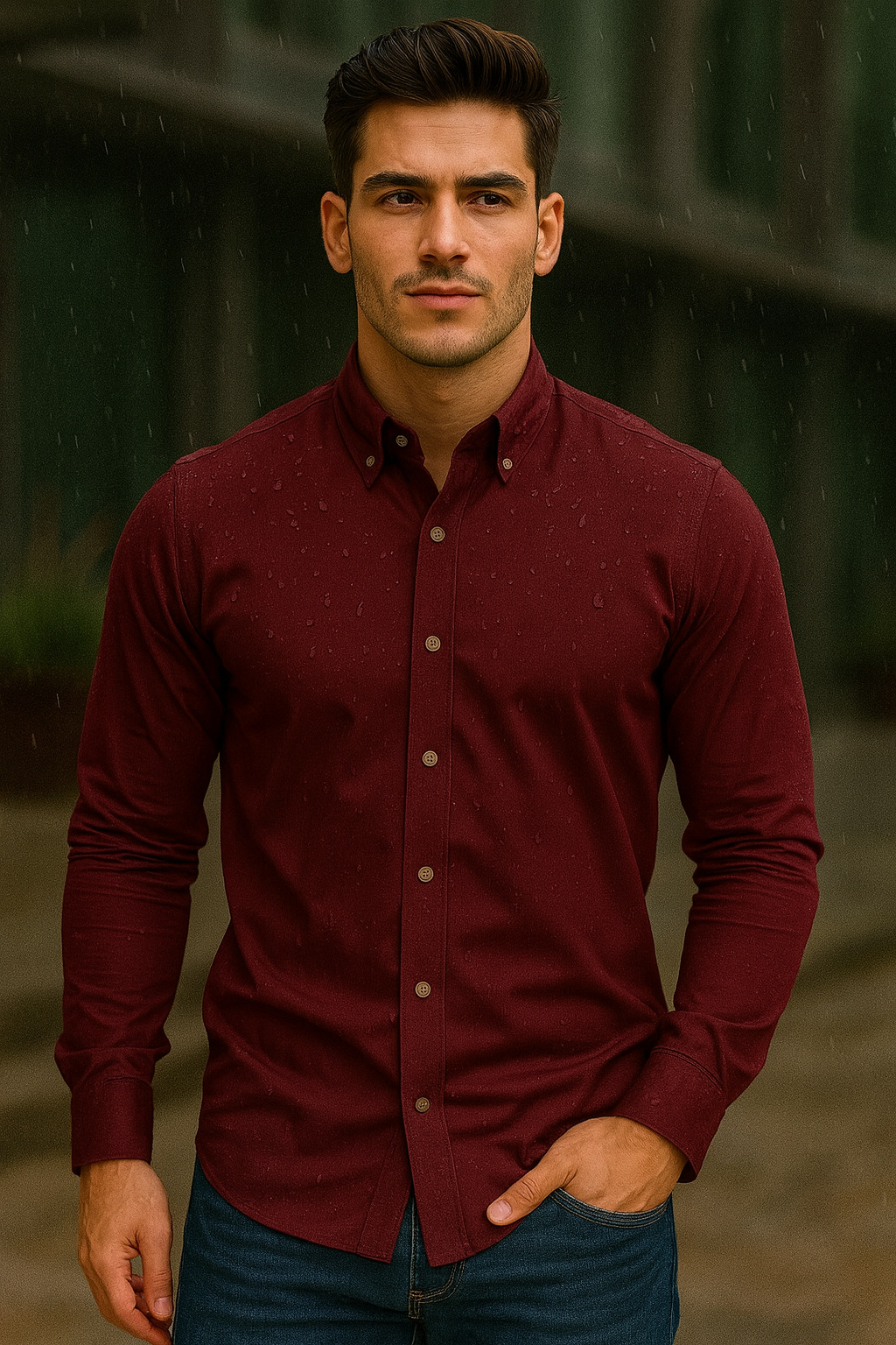 Camisa manga larga Agnor para caballero vino Antifluido Mod. HAgCL17