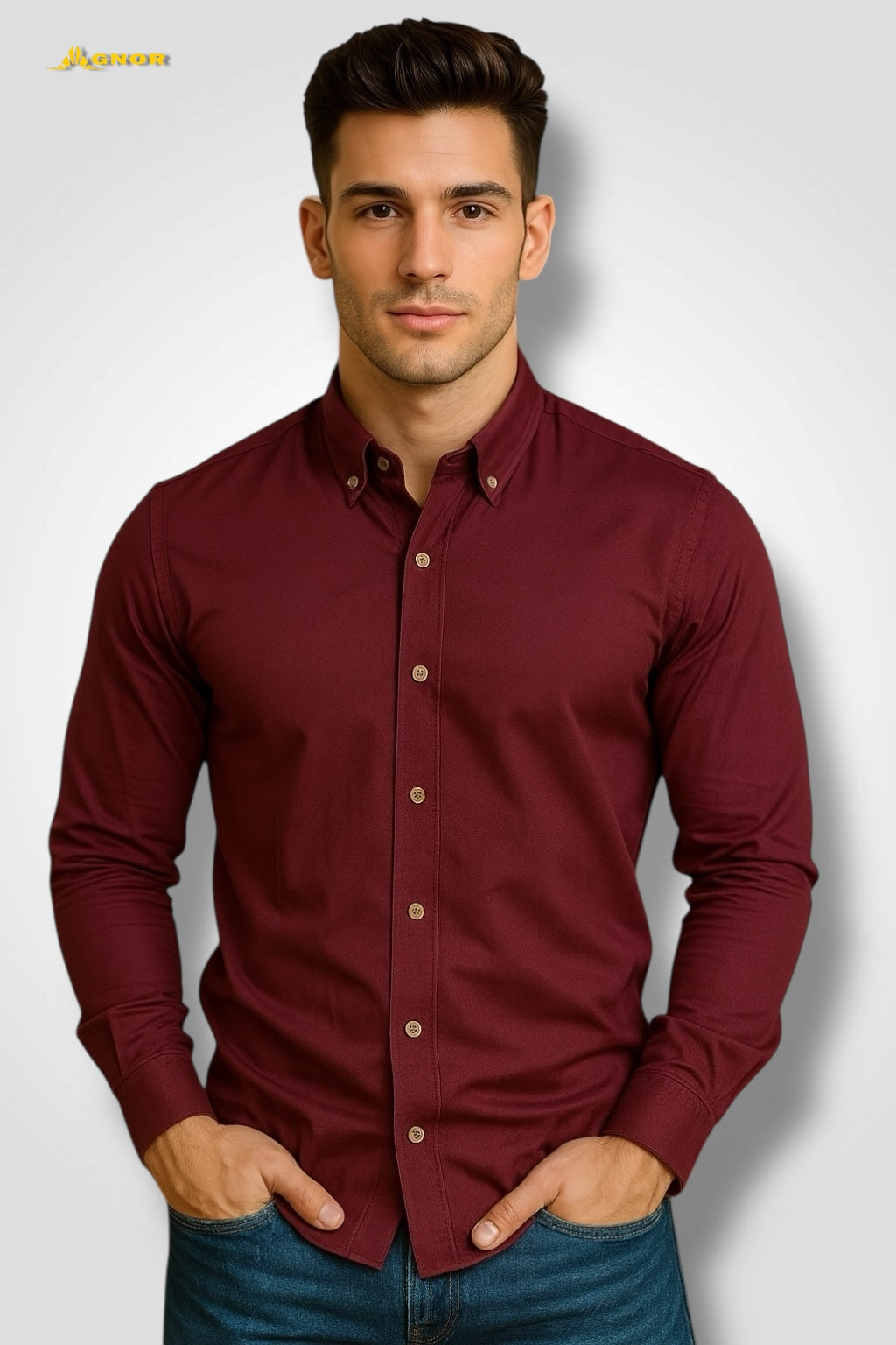 Camisa manga larga Agnor para caballero vino Antifluido Mod. HAgCL17