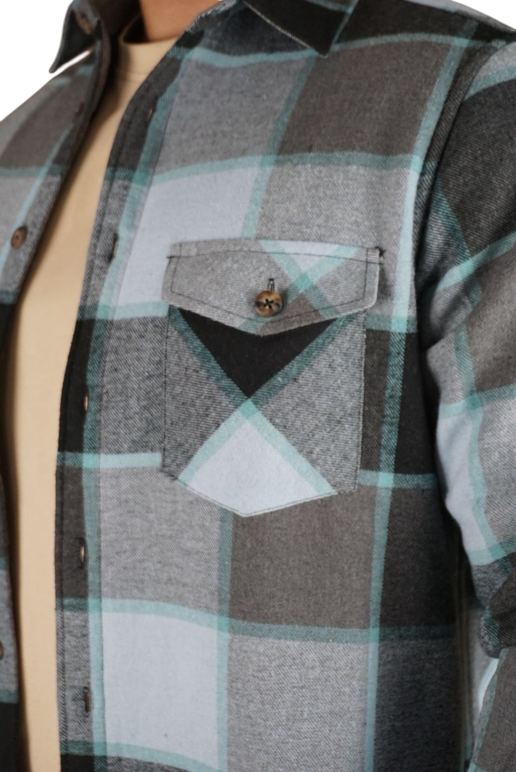 Camisola aborregada manga larga Agnor para caballero Aqua franela premium Mod. HAgCL26