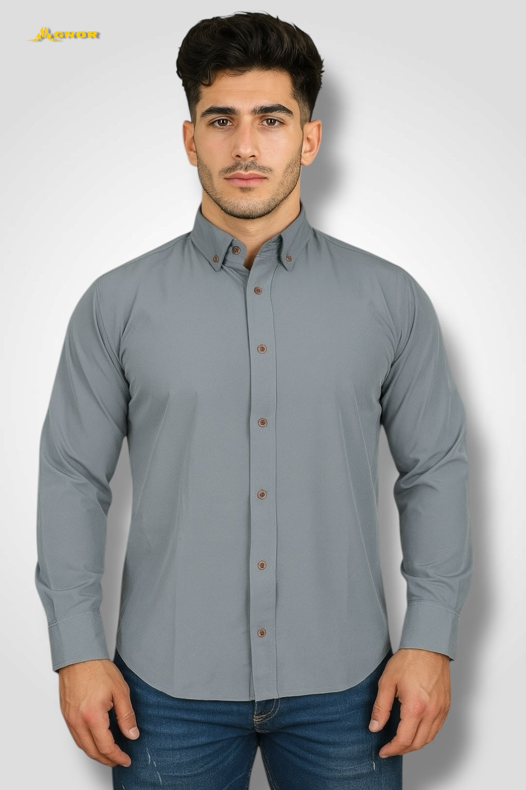 Camisa manga larga Agnor para caballero gris perla Antifluido Mod. HAgCL17