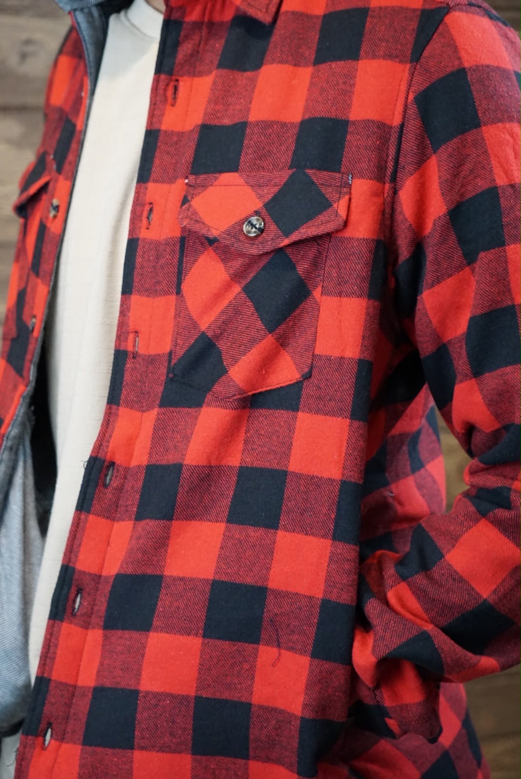 Camisola aborregada manga larga Agnor para caballero rojo franela premium Mod. HAgCL42