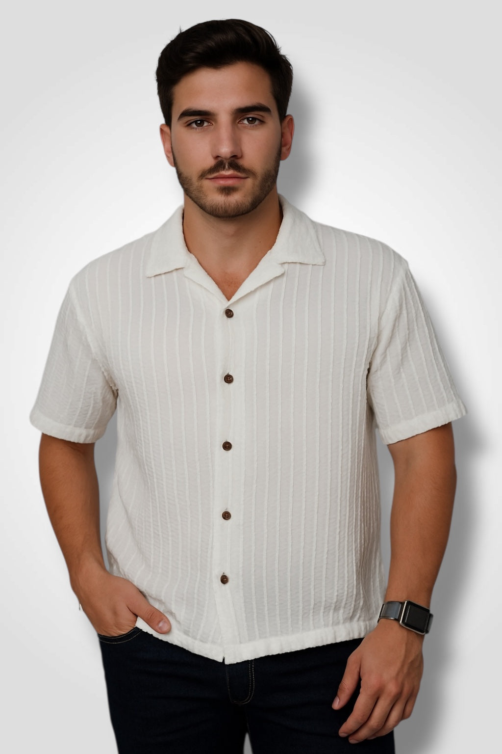 Camisa manga corta Agnor para caballero Blanco oversize Mod. HAgCC18