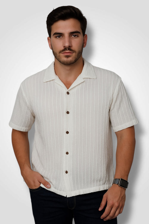 Camisa manga corta Agnor para caballero Blanco oversize Mod. HAgCC18