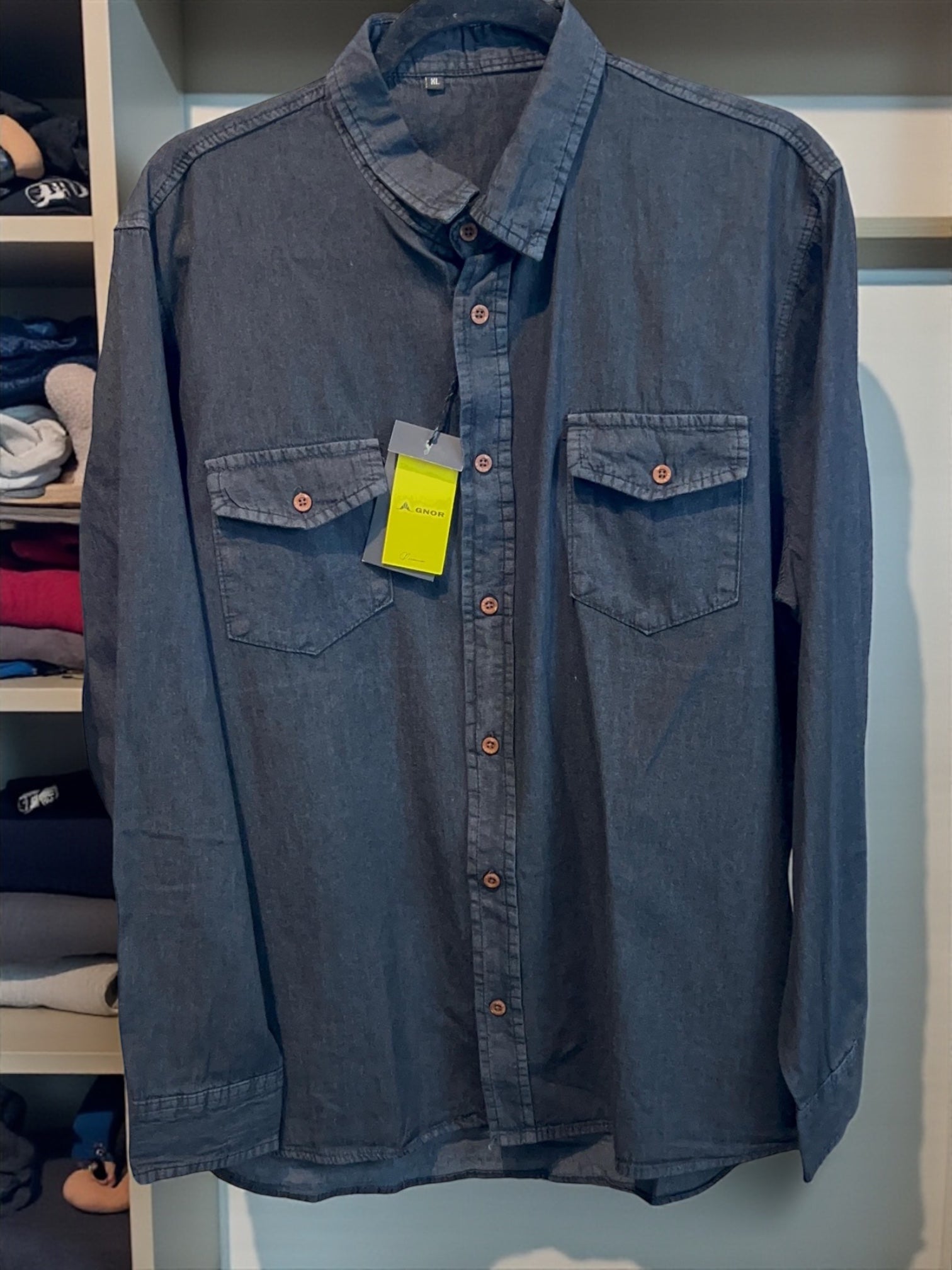 Camisa mezclilla manga larga Agnor para caballero tejido premium negro Mod. HAgCL33