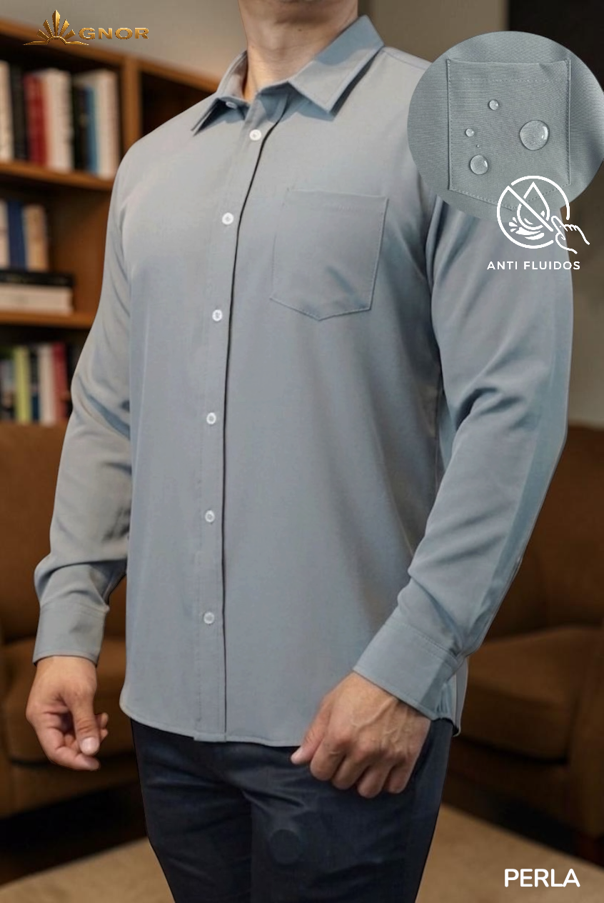 Camisa anti fluido manga larga Agnor para caballero Perla premium Mod. HAgCL36