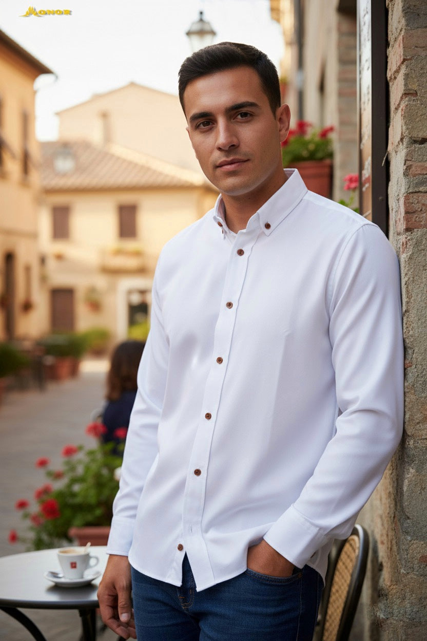 Camisa manga larga Agnor para caballero blanco Antifluido Mod. HAgCL17