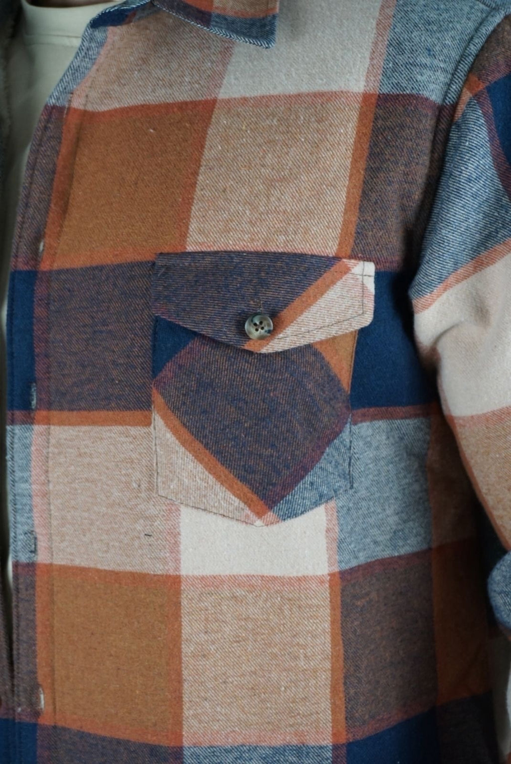 Camisola aborregada manga larga Agnor para caballero Naranja franela premium Mod. HAgCL26