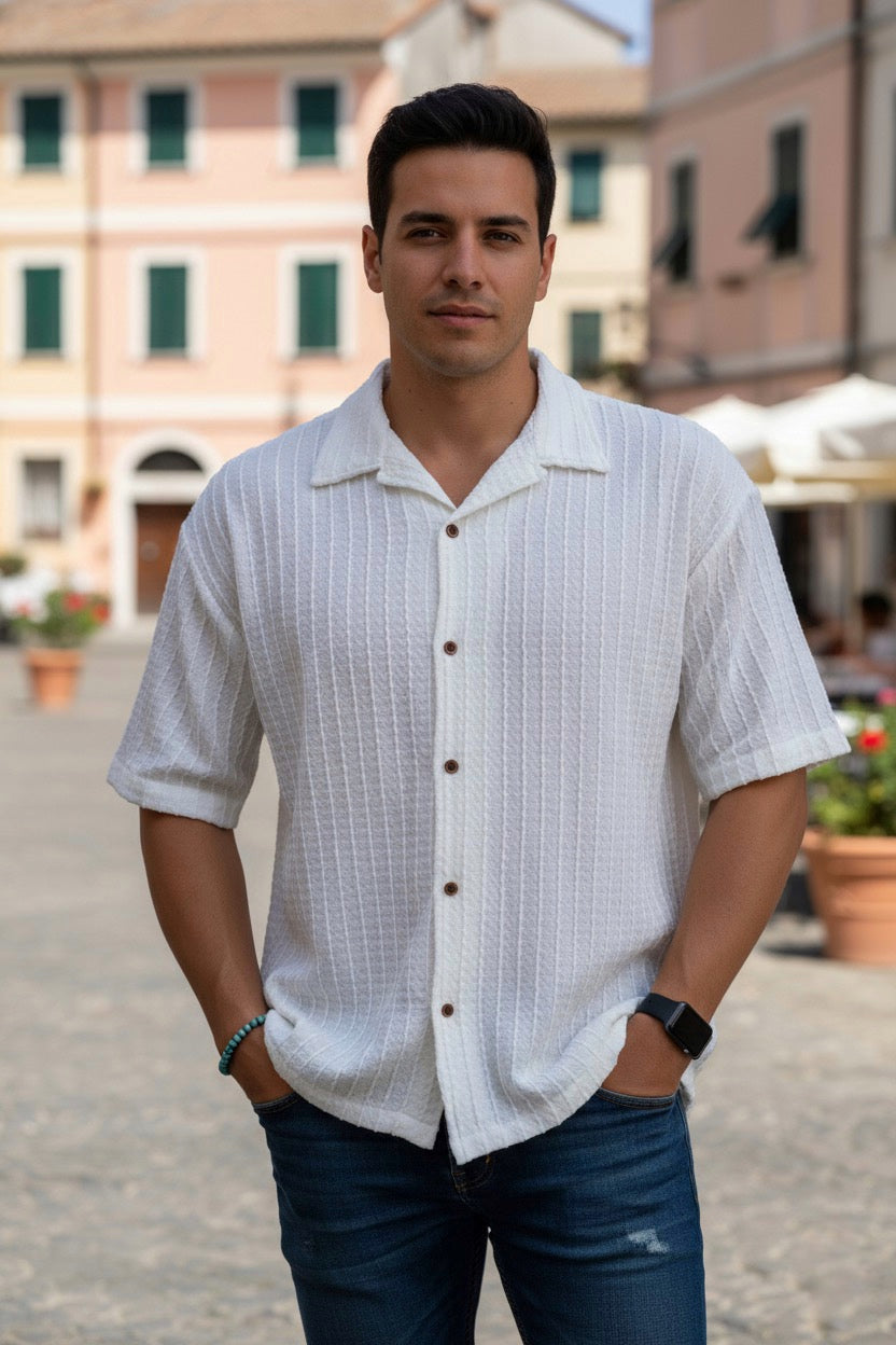 Camisa manga corta Agnor para caballero Blanco oversize Mod. HAgCC18